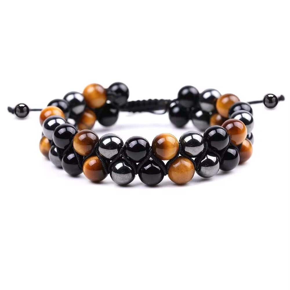 Handmade Triple Stone Energy Bracelet Stretch Fit Spiritual Protection Jewelry